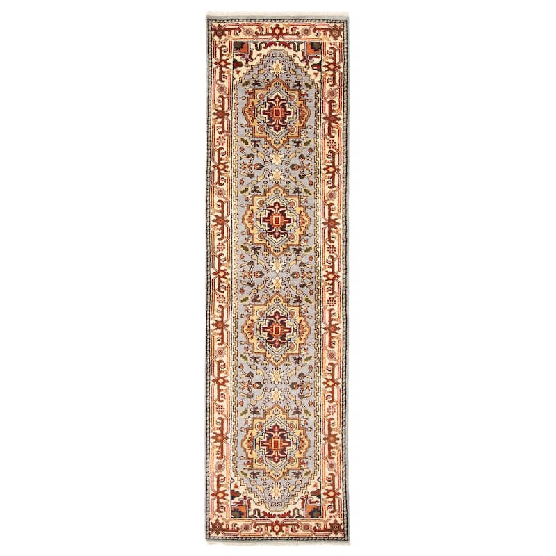 ECARPETGALLERY Hand-knotted Serapi Heritage Light Grey Wool Rug - 2'5 x 9'8 - Light Grey - 2'5 x 9'8