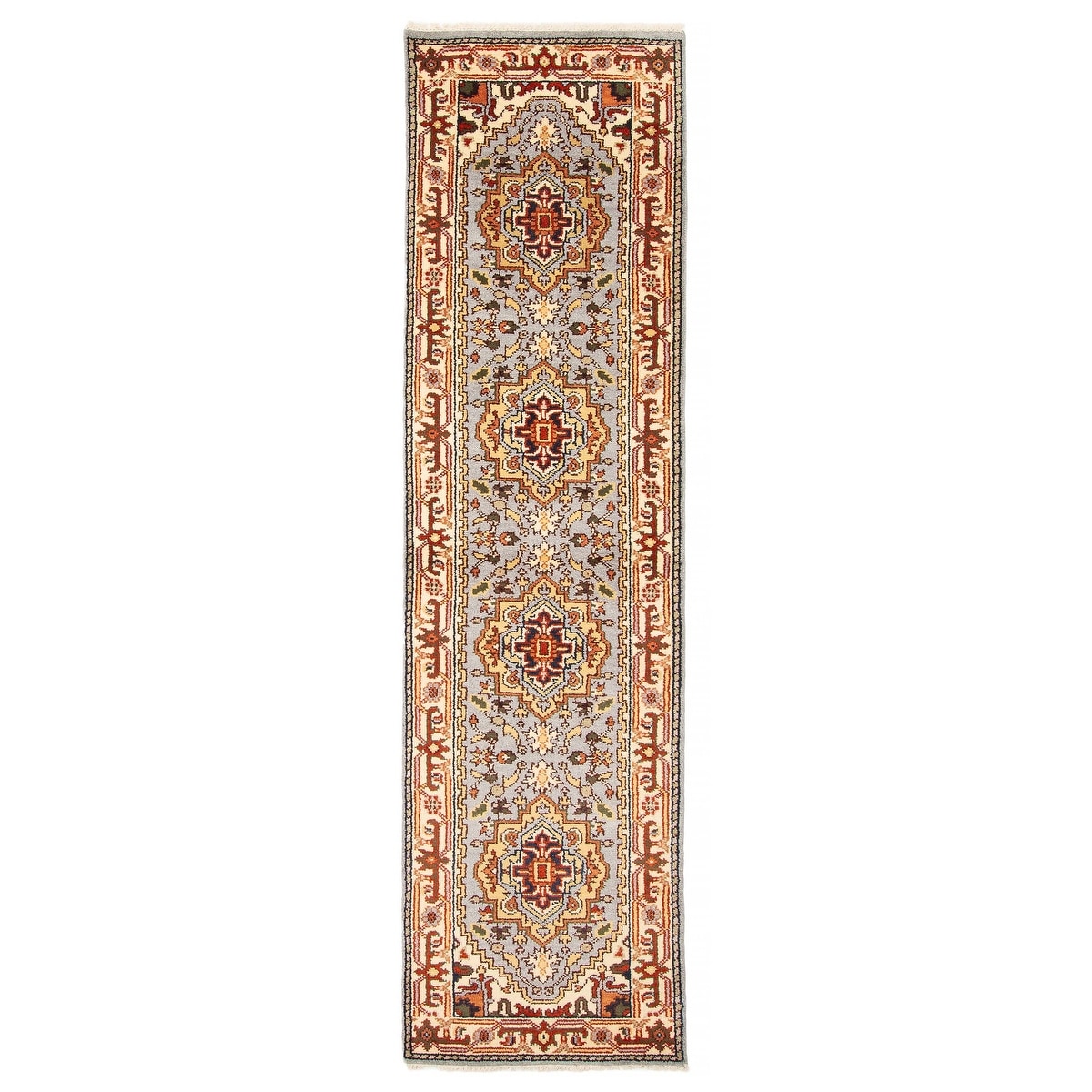 ECARPETGALLERY Hand-knotted Serapi Heritage Light Grey Wool Rug - 2'5 x 9'8