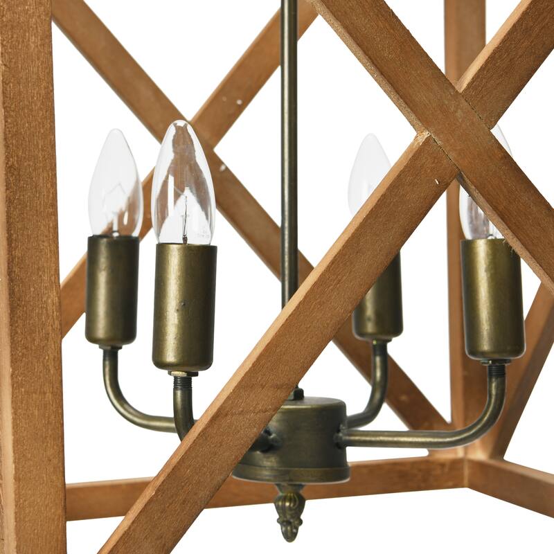 Rectangular Wood & Metal Pendant Light