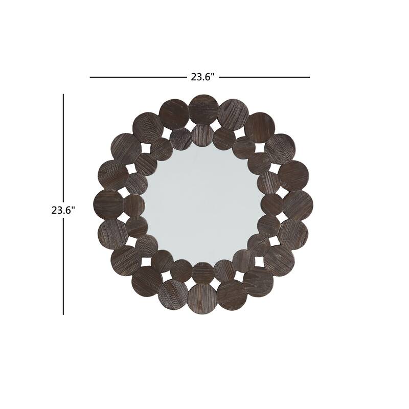 Joshua Dark Brown Reclaimed Wood Round Wall Mirror by iNSPIRE Q Artisan