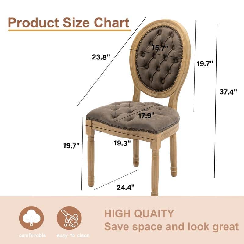French Style Solid Wood Dining Chair with Nailhead Set of 6