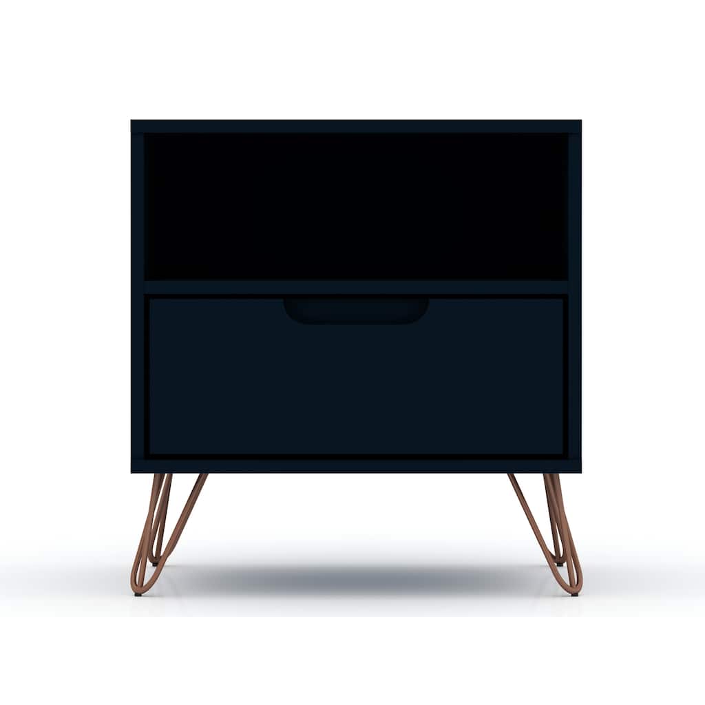 20-Inch Nightstand in Midnight Blue with 1 Drawer and Open Shelf
