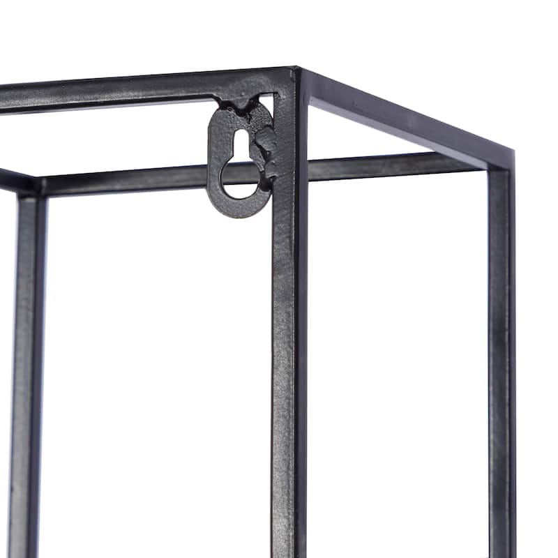 Metal Geometric 7 Bottle Wall Wine Rack with 5 Glass Holder Slots - Black - Roche River Decor - 6"W x 36"L x 16"H