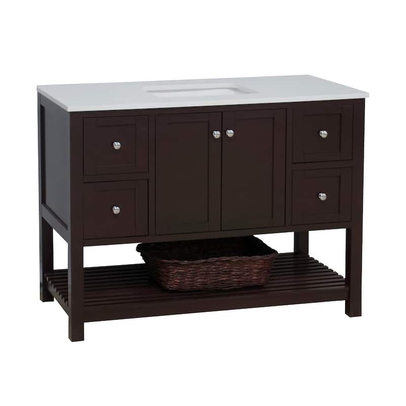 KitchenBathCollection Lakeshore 48" Bathroom Vanity with Engineered White Top