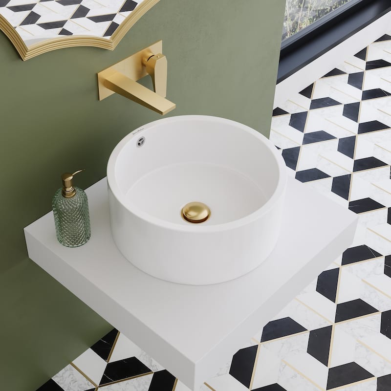 Monaco 24" Floating Bathroom Shelf With Vessel Sink In Glossy White - 23.75" x 21.81" x 9.49"