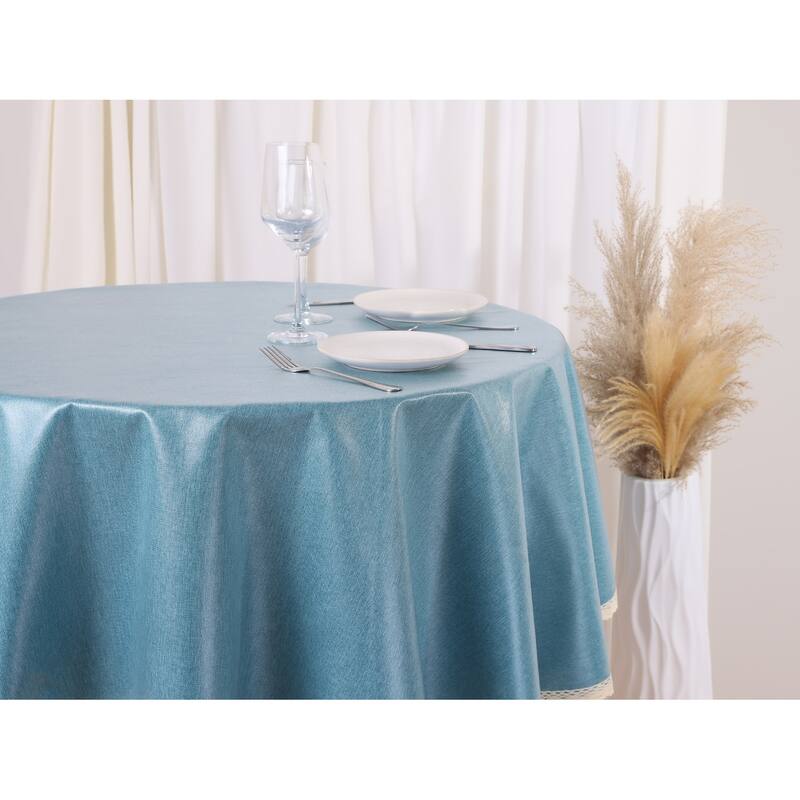 1 Pack Round Tablecloth, Oil-Proof, Spill-Proof, and Water-Proof Lace TPU Table Cover