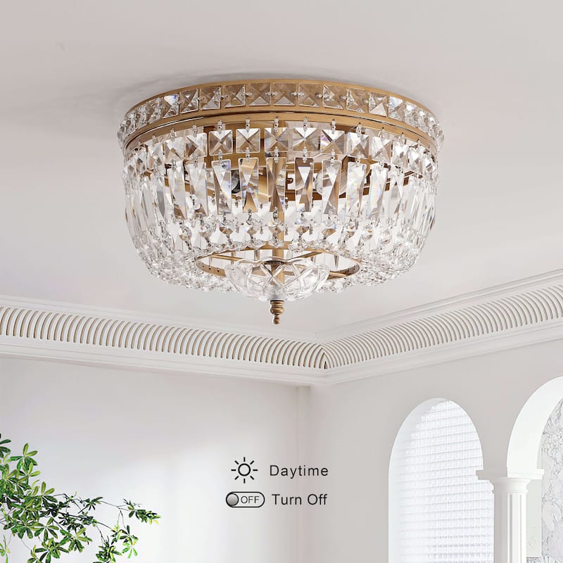 Elisa Crystal Basket Flush Mount Chandelier