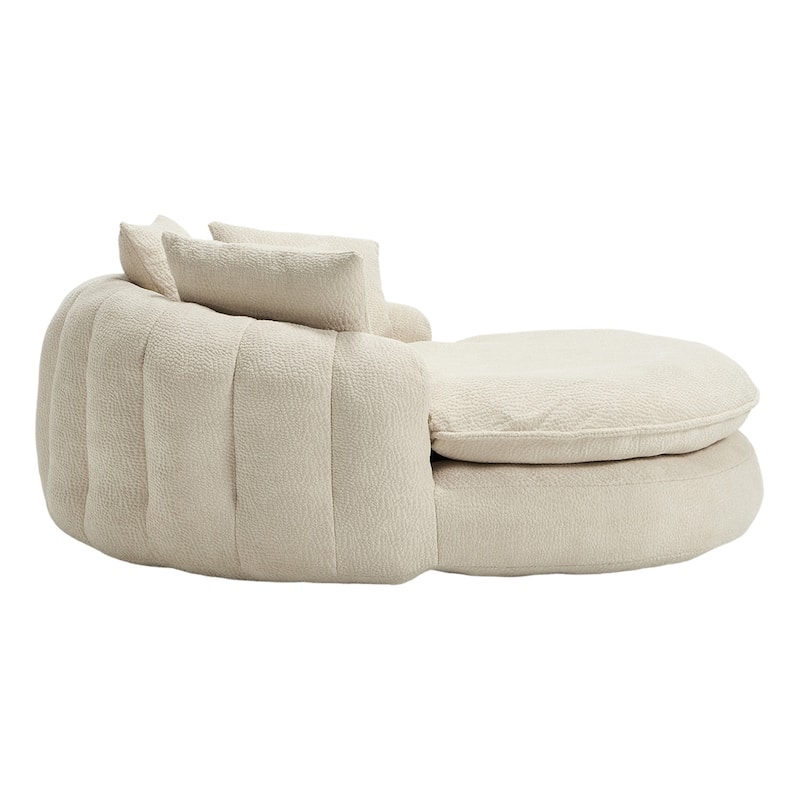 Oversized Chenille Single Sofa Chair / Oval Upholstered Bean Bag Sofa / Living Room Lazy Floor Sofa Chaise Lounges Cloud Couch