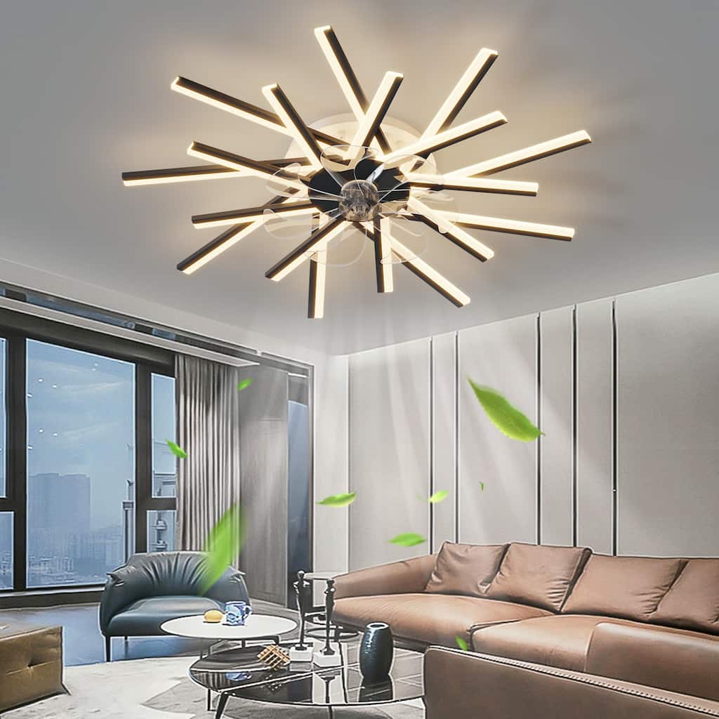 Smart Ceiling Fan with Light,Quiet Flush Mount Fan with Remote & APP Controlled