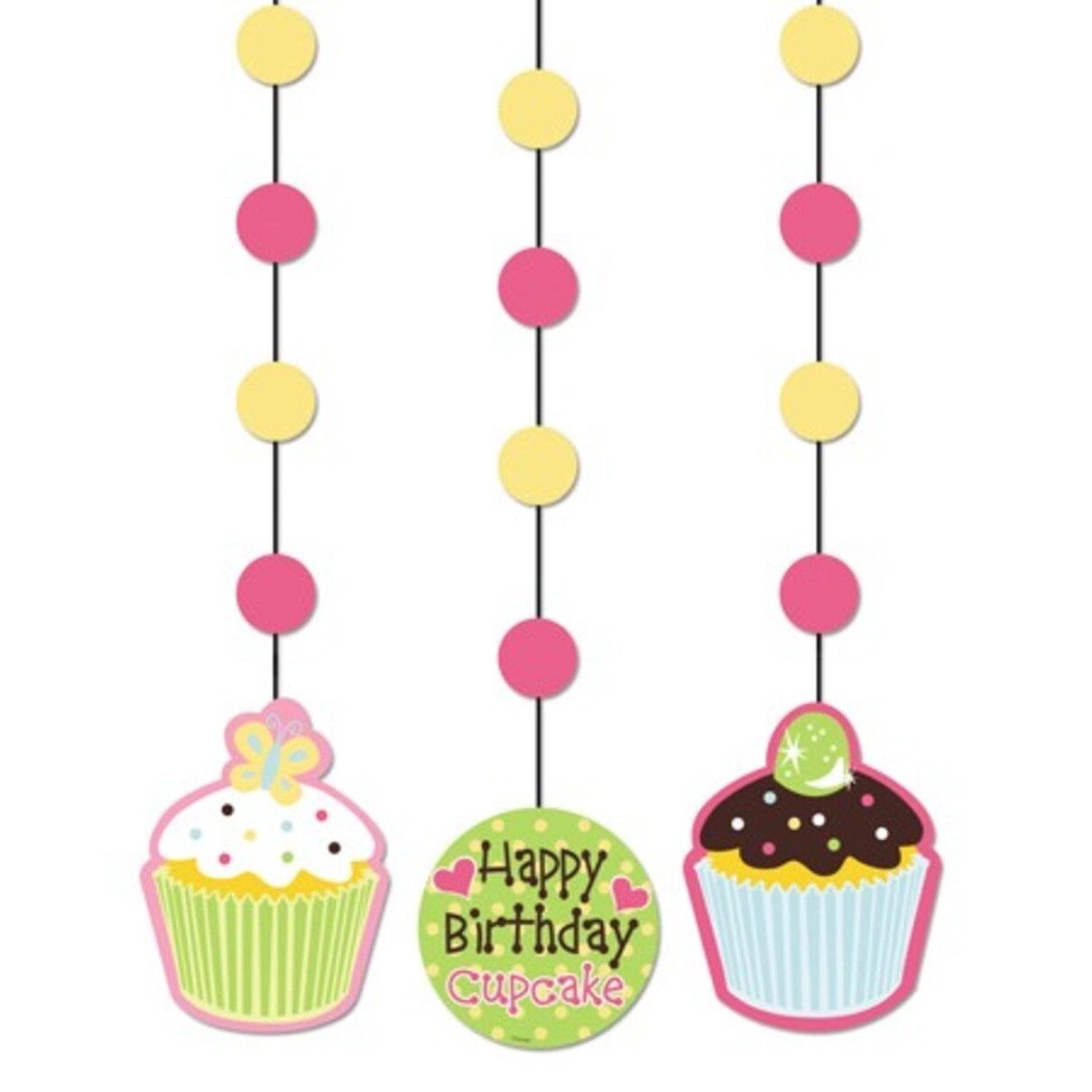 Shop Club Pack Of 18 Pink Yellow Sweet Treats Happy Birthday Hanging Cutout Party Decorations 36 Overstock 16612797