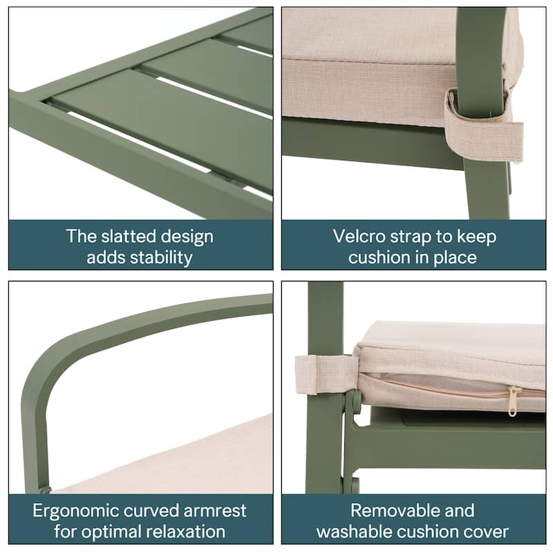Outdoor Cushioned Aluminum Dining Chair Stackable Patio Armchairs (Set of 2)