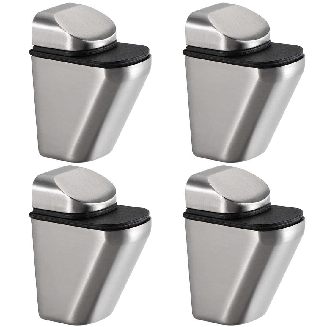F Shape Adjustable Zinc Alloy Glass Shelf Clamp Bracket Brush Brass Tone 4 Pcs
