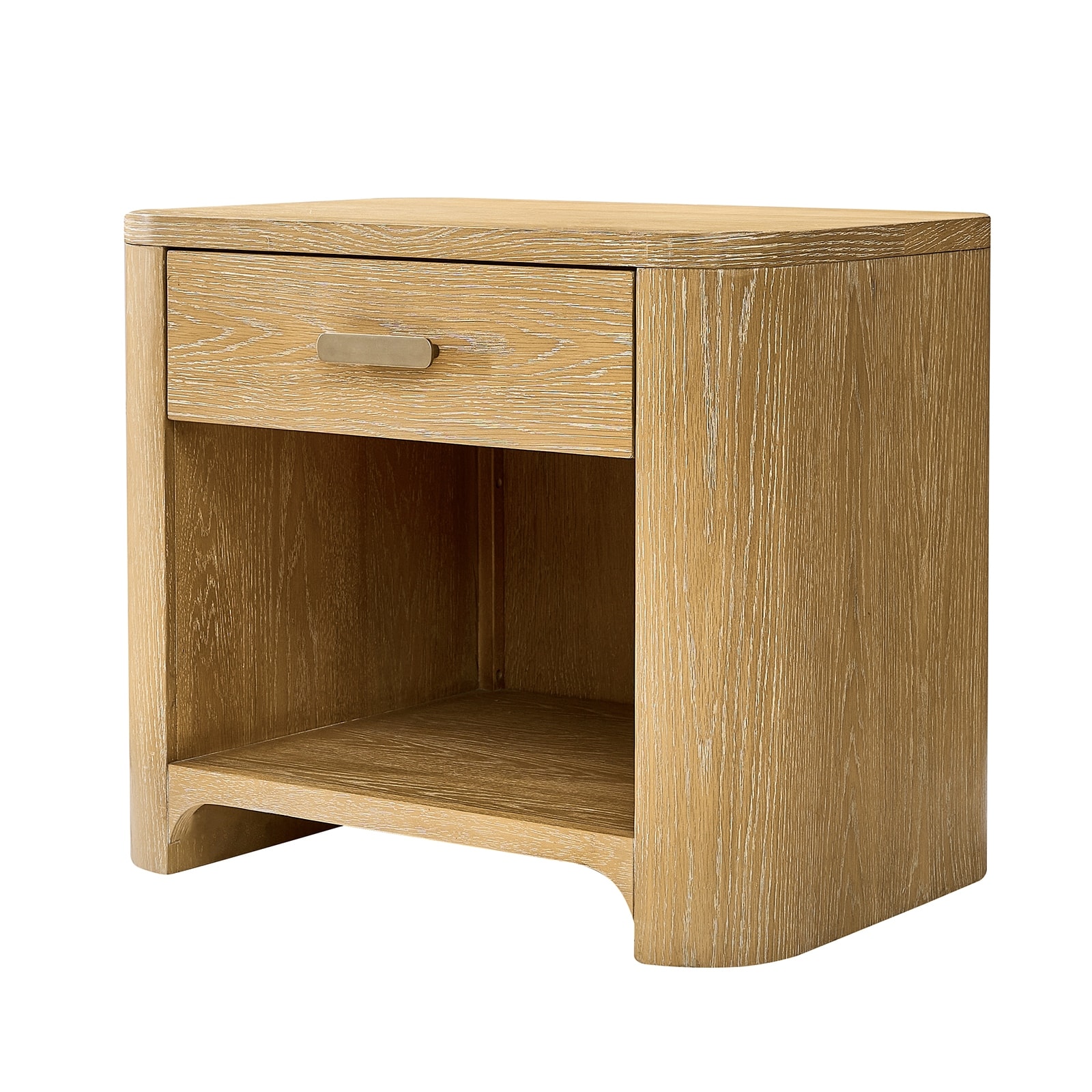 Palazzo Modern 32" W 1 Drawer Oak Wood Nightstand With Built-In Powerstation And USB by HULALA HOME