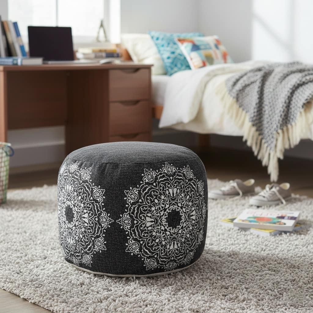 Sevita Boho Chic Mandala Medallion Pouf Ottoman
