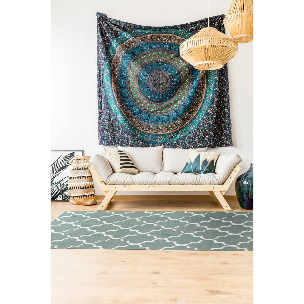 Hand-Tufted Traditional Moroccan Trellis Wool Area Rug - Timeless Elegance and Classic Design