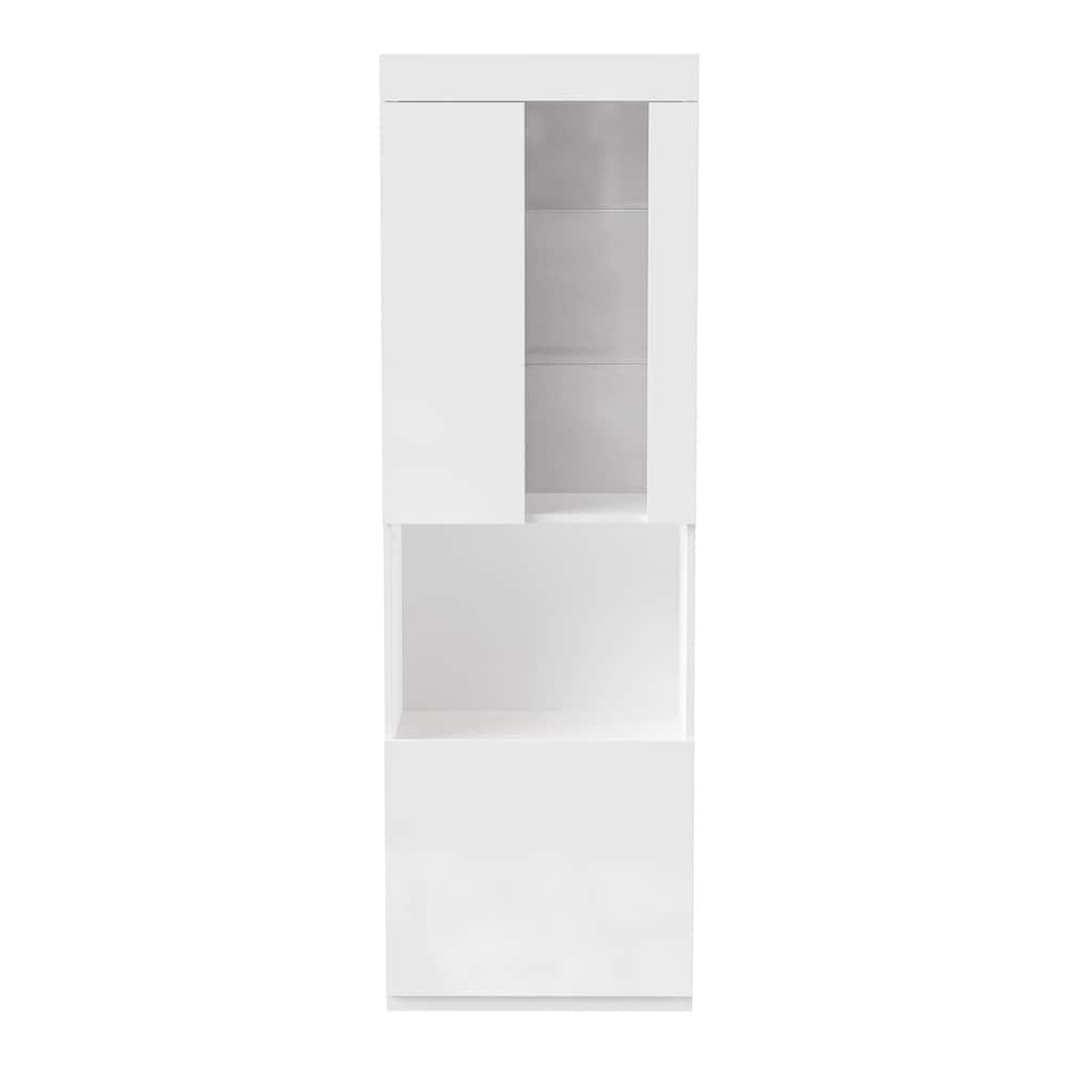 High Gloss Storage Cabinet with LED Lights and Acrylic Door, Tall Pantry Display Cabinet - 21.6" W × 13.7" D × 66.9" H