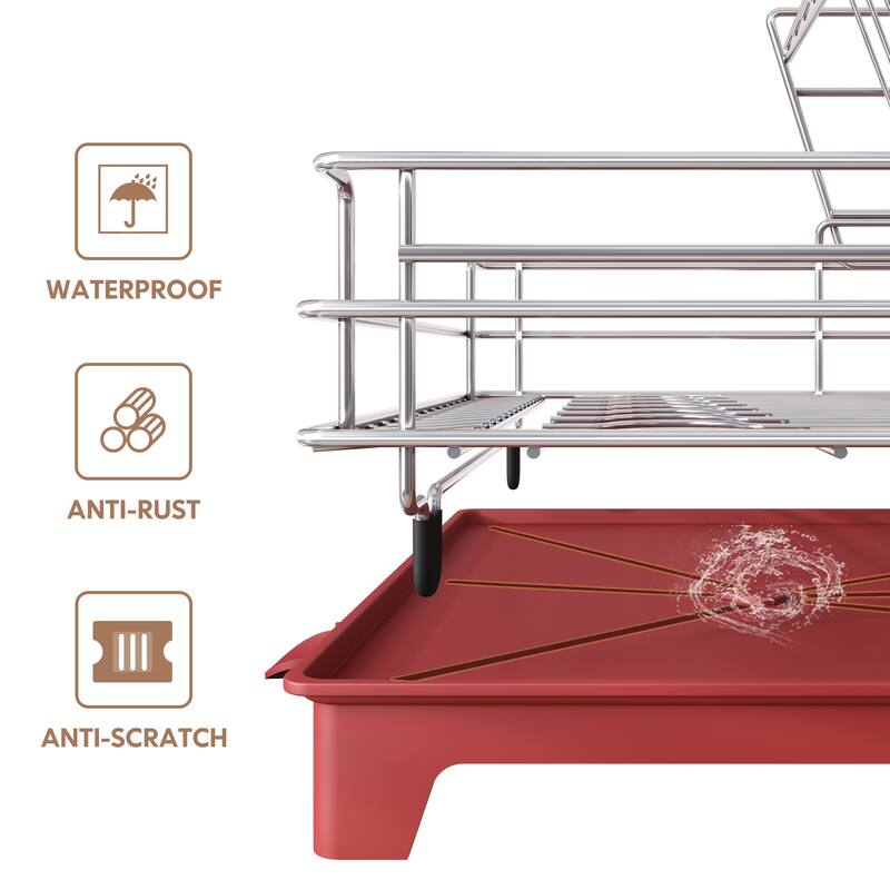 JASIWAY 2 Tier Kitchen Stainless Steel Dish Rack