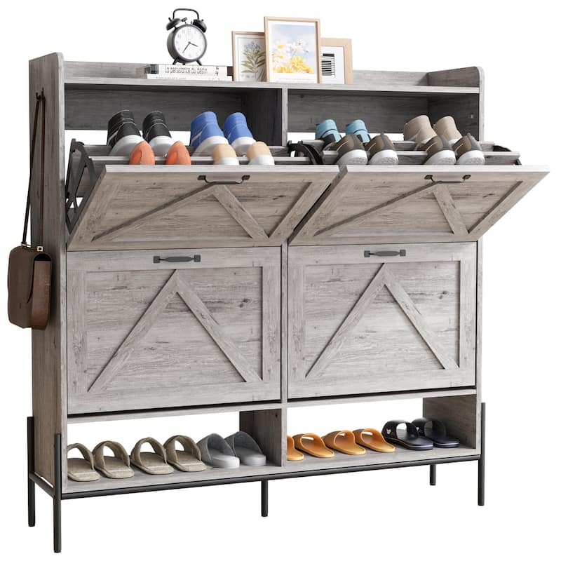 Shoe Cabinet with 4 Flip Drawers,Freestanding Shoe Storage Cabinet Organizer for Entryway,Shoe Rack Cabinet,Dry