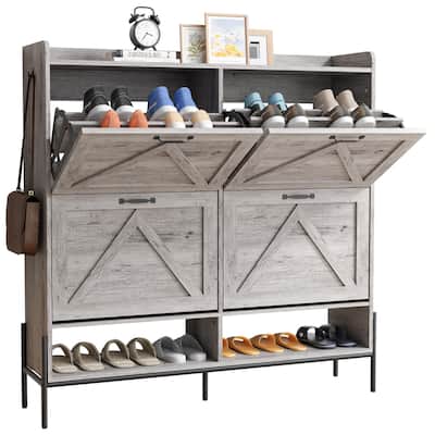 Shoe Cabinet with 4 Flip Drawers,Freestanding Shoe Storage Cabinet Organizer for Entryway,Shoe Rack Cabinet,Dry