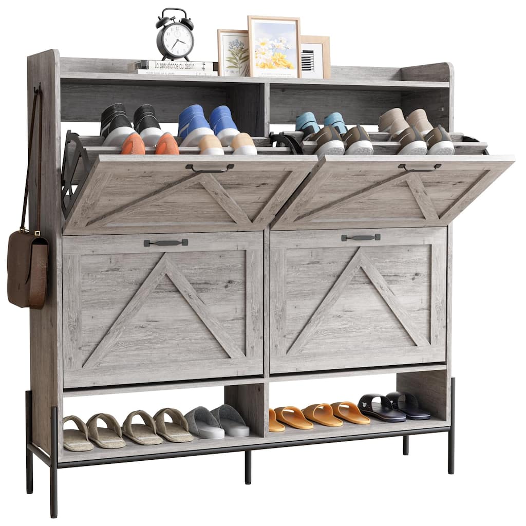 Shoe Cabinet with 4 Flip Drawers,Freestanding Shoe Storage Cabinet Organizer for Entryway,Shoe Rack Cabinet,Dry