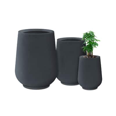 Kante 26.5", 20", 13.1"H Round Pure White Concrete Tall Planters (Set of 3), Outdoor/Indoor