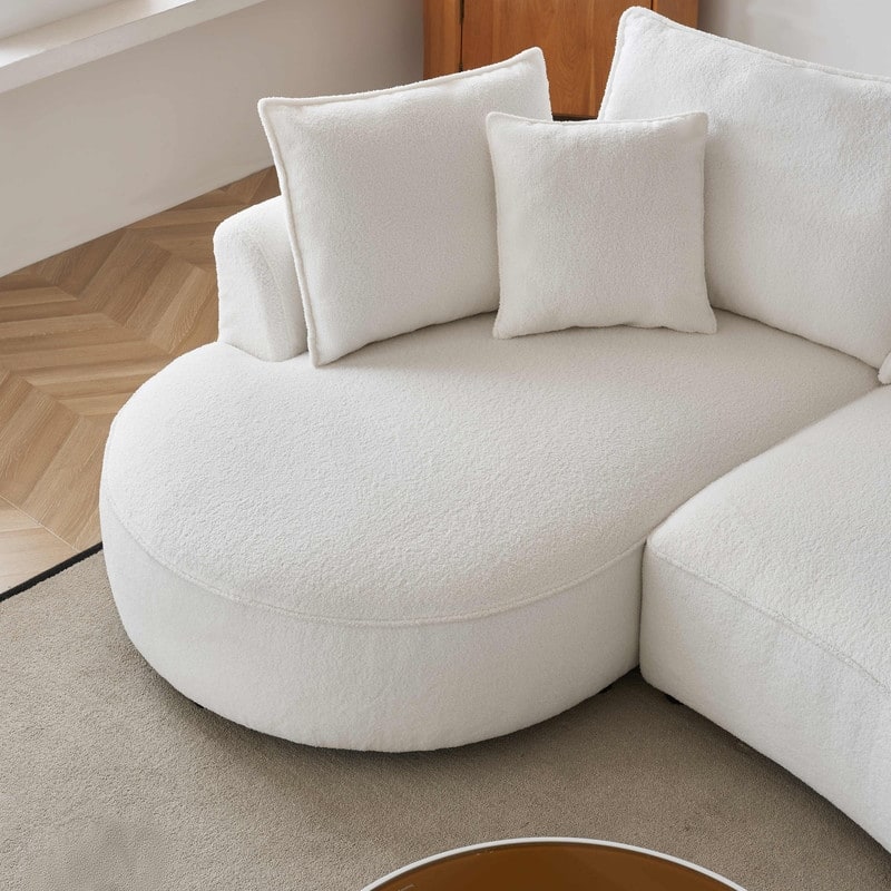 123" Modern Curved Sectional Sofa Couch With Chaise, Upholstery Boucle Sofa Couch With Pillows For Living Room, Left Facing 