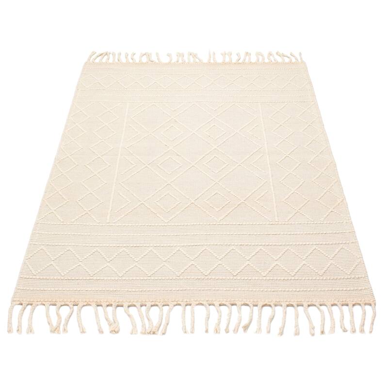 ECARPETGALLERY Braid weave Sienna Cream Wool Rug - 5'0 x 7'5