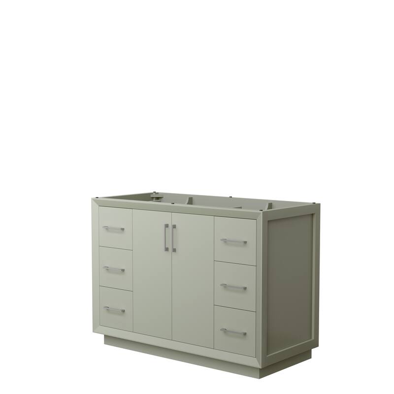 Strada 48-Inch Single Vanity Cabinet - Light Green, Brushed Nickel Trim, No Top