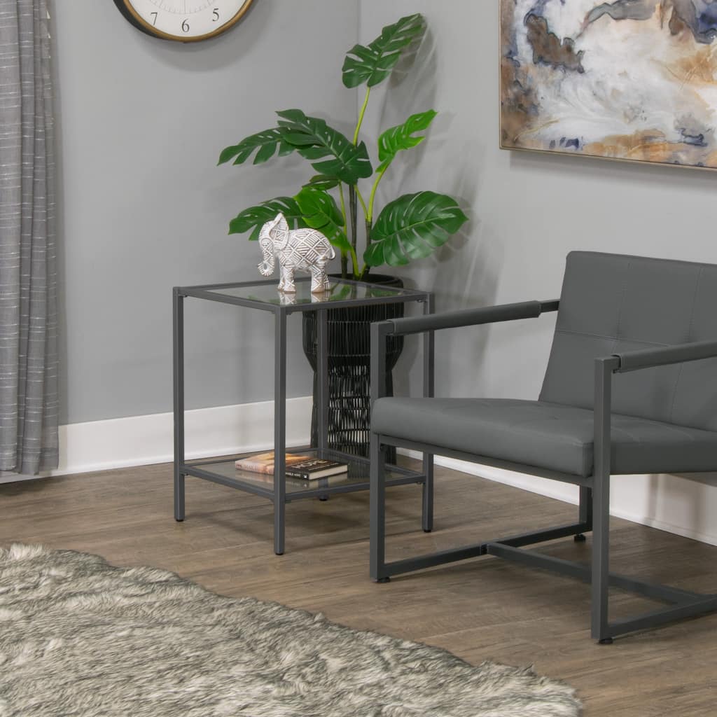 Carbon Loft Heimlich Metal and Glass Modern Square End Table