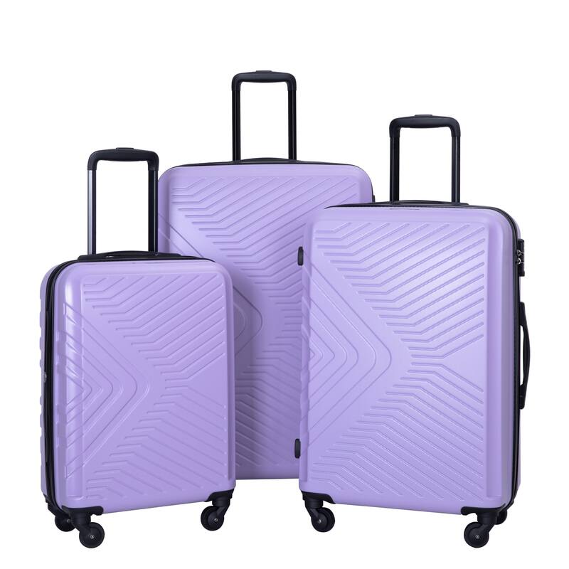 High Quality 3 Piece Hard-Shell Luggage Sets, ABS Lightweight Suitcase with Telescoping Handles and Spinner Wheels & TSA Lock