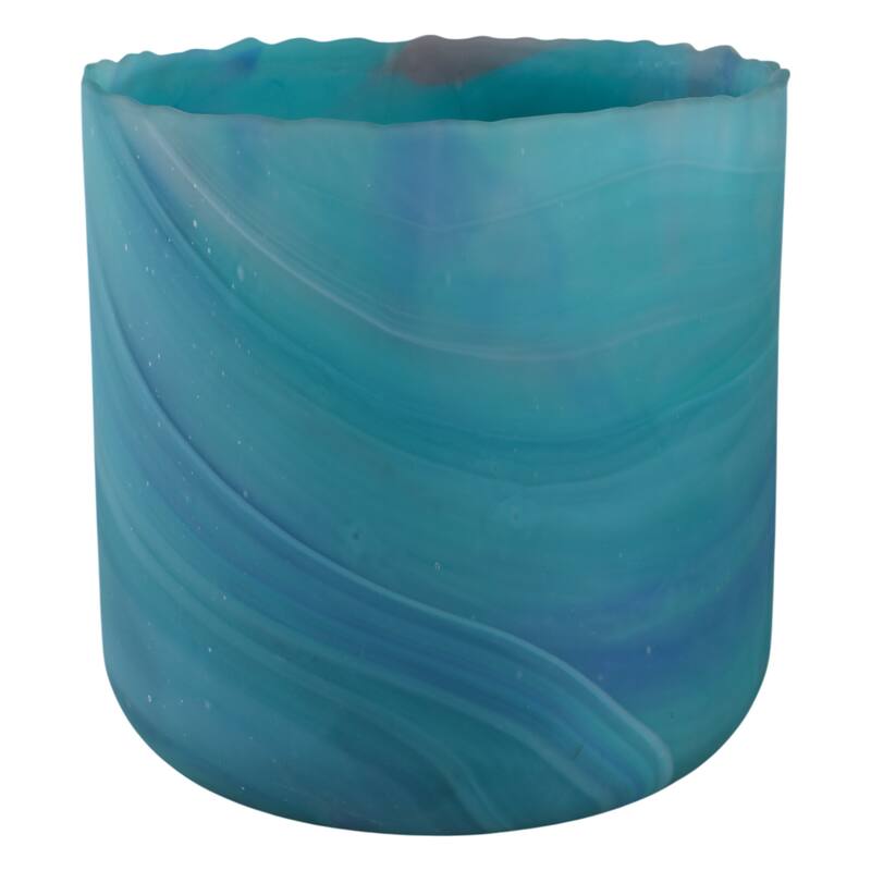 Glass Vase Modern Swirled Flower Pattern Coastal Inspired Tall Accent