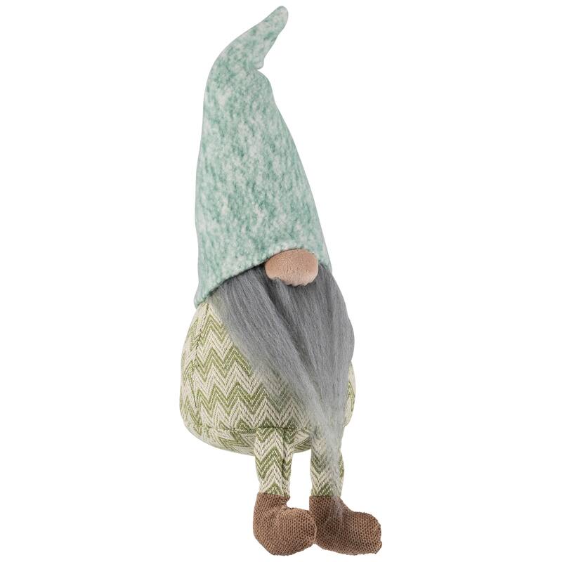 Sitting Gnome With Chevron Outfit Christmas Figure - 13.75"