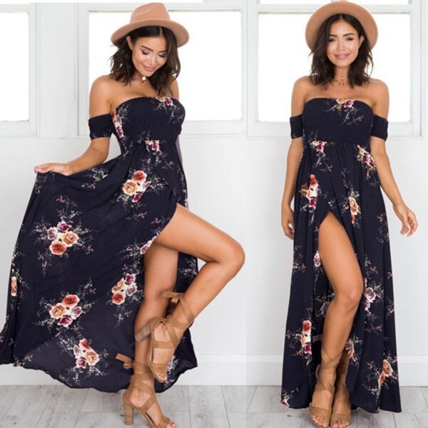 floral bandeau maxi dress