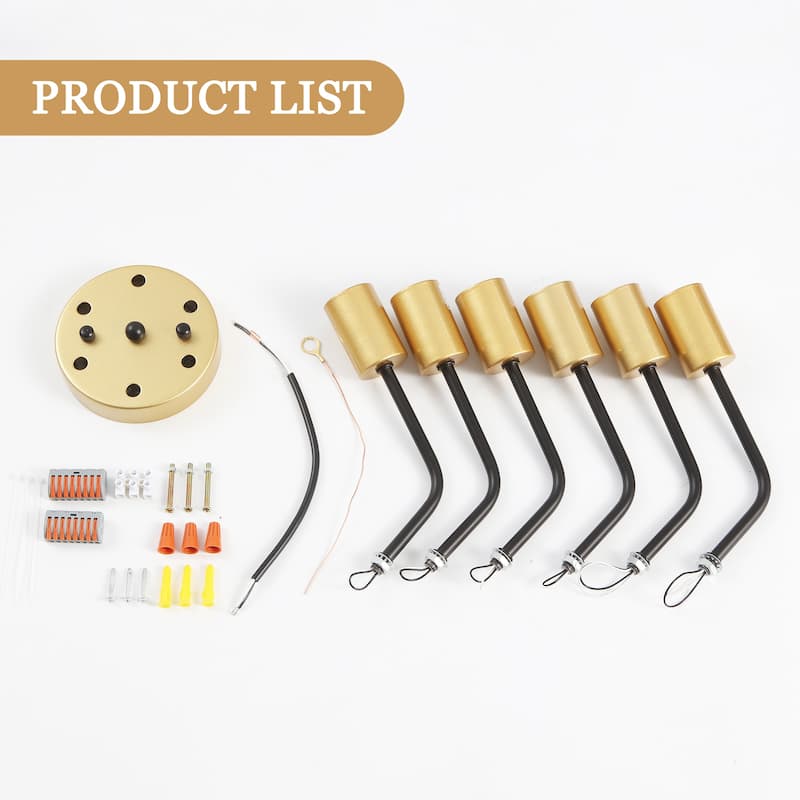 6-Light Modern Sputnik Light Fixture Semi Flush Mount Ceiling Lighting - 14.76' W