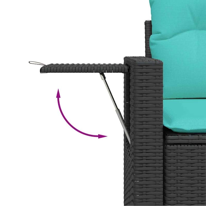 vidaXL Patio Sofa Set with Cushions and Table Outdoor Garden 8 Piece Poly Rattan - 24.4" x 24.4" x 27.2"