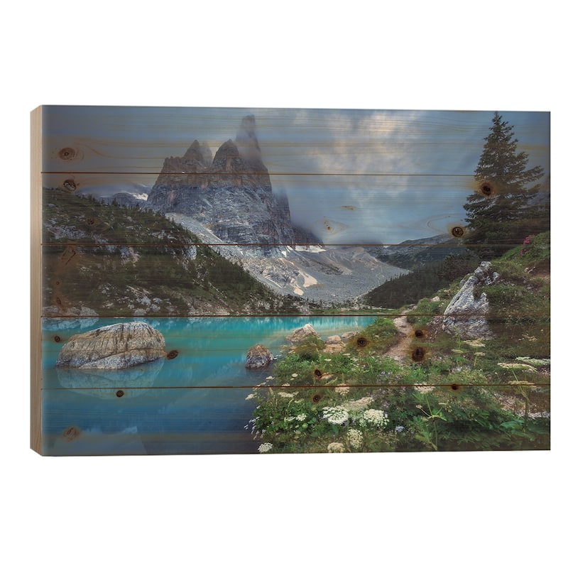 Veneto - Lago Di Sorapis Panorama Print On Wood by Jean Claude Castor - Multi-Color - 18x26x1.5