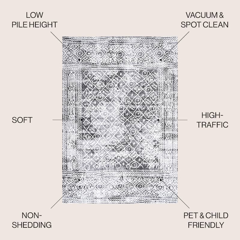 JONATHAN Y Illi Moroccan Geometric Distressed Area Rug