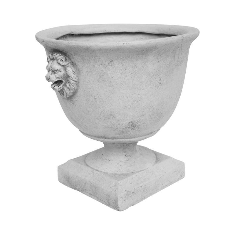 Simba Roman Lionhead Accents Chalice Lightweight Concrete Garden Urn Planter by Christopher Knight Home