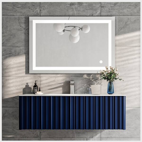 Eviva Dolce 48 in. W x 20 in. D x 14 in. H Single Bath Vanity in Blue with White Solid Surface Top with White Integrated Sink