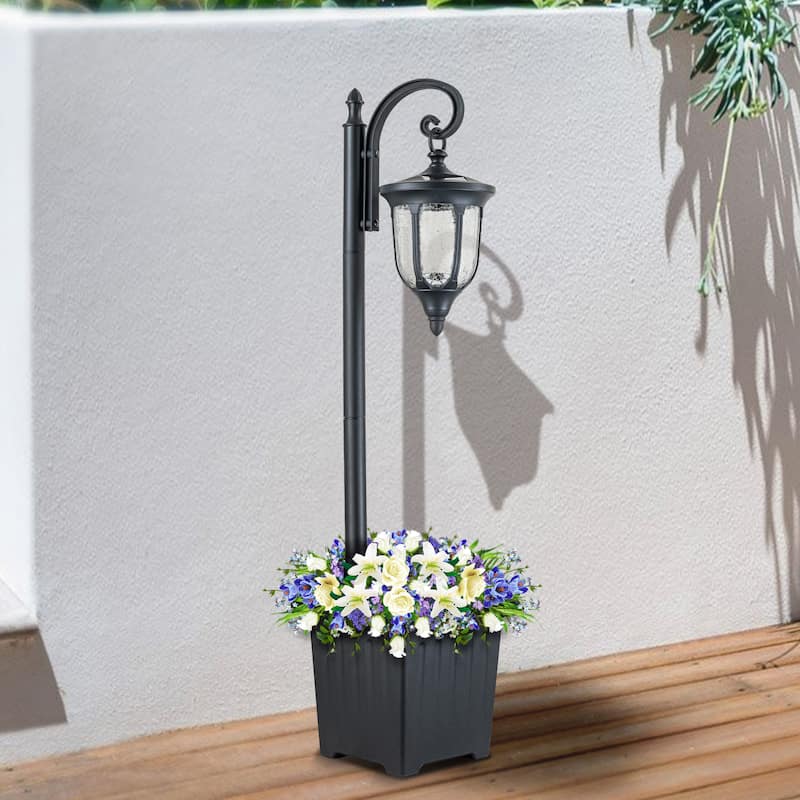 C Cattleya Integrated LED Solar Outdoor Post Light with Planter