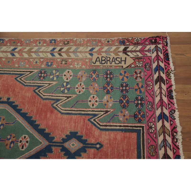 Hand Knotted Oriental 100% Wool Carpet Traditional Medallion Oranges & Rust Hamedan Area Rug - 6' 7'' X 3' 11''