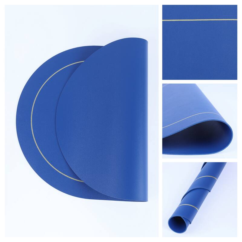 Set of 6 Placemats, Faux Leather Placemats for Kitchen Dining Table Decor, Heat Resistant Table Placemats Wipeable Table Mat - Blue