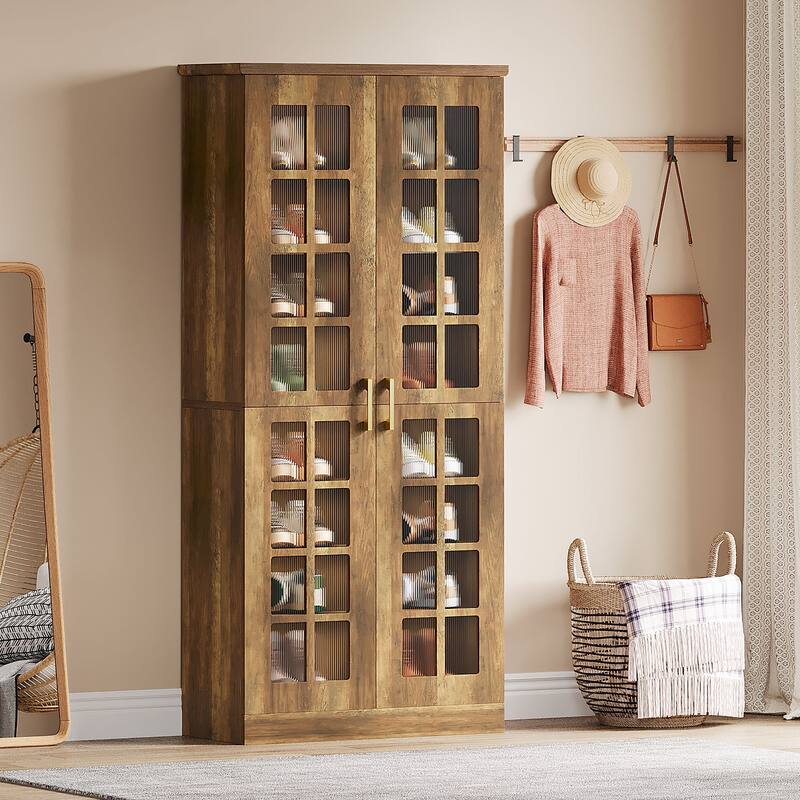 9-Tier Shoe Cabinet with Adjustable Shelves and Doors (71 Inches)
