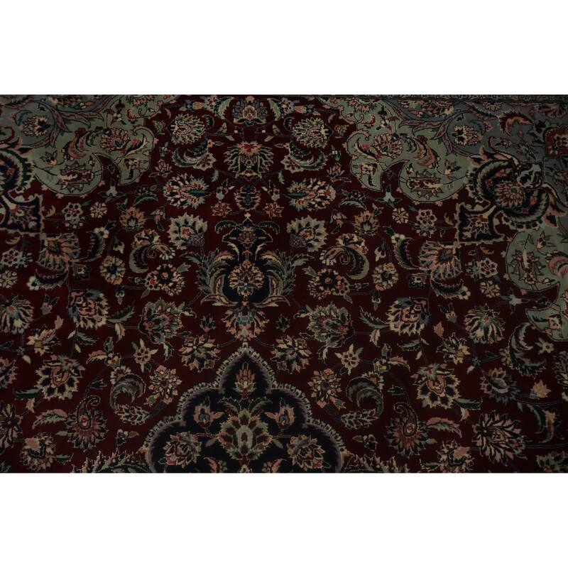 Hand Knotted Oriental 100% Wool Carpet Traditional Floral Red Kashan Area Rug - 10' 0'' X 8' 2''