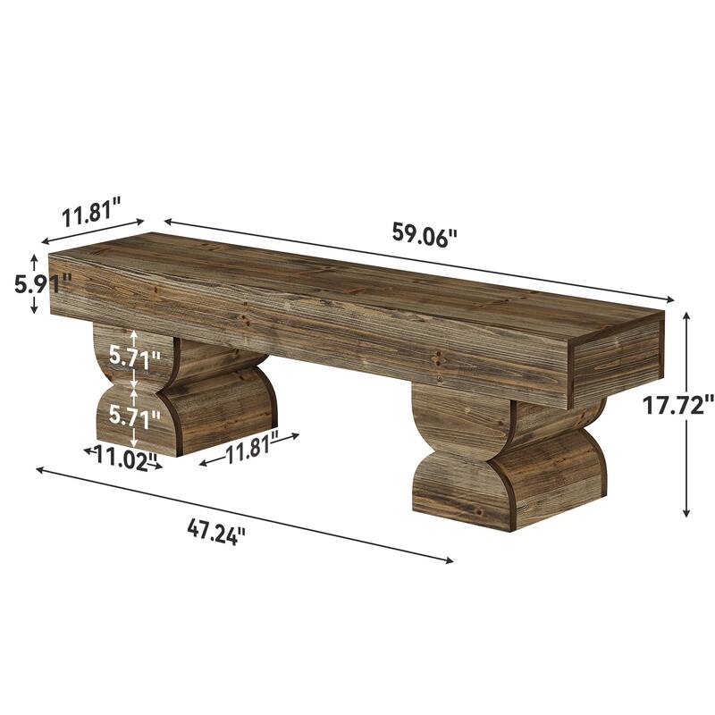 59-Inch Solid Wood Entryway Shoe Bench Farmhouse End of Bed