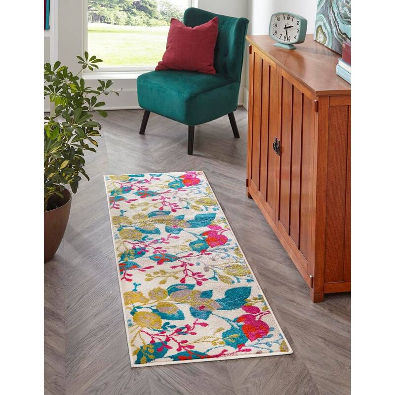Contemporary Chorisia Collection Area Rug - 2'11"x12' - Ivory