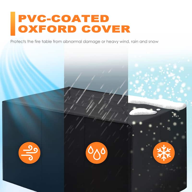 Outdoor 28 Inch 50,000 BTU Propane Gas Fire Pit Table with Cover - 28 inches