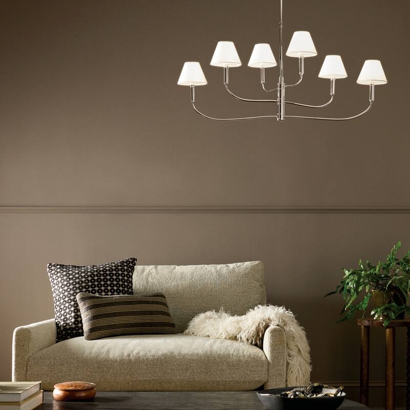 Eadie 41 Inch 6 Light Chandelier in Polished Nickel