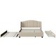 preview thumbnail 9 of 8, Queen Size Linen Fabric Upholstered Platform Bed with Wingback Headboard, 1 Twin Size Trundle Bed Frame and 2 Drawers, Beige