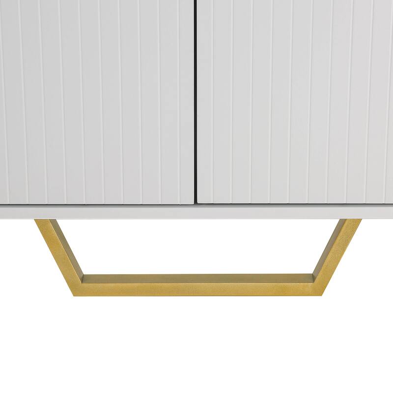 Modern sideboard with Four Doors, Metal handles & Legs and Adjustable Shelves Kitchen Cabinet